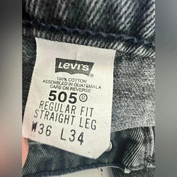 VITG 90’s LEVIS ORANGE TAB 505 JEANS BLACK REGULAR FIT STRAIGHT LEG Sz 36X34  34 - Picture 7 of 16